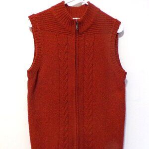 Christopher & Banks Cardigan Zip Up Sleeveless Vest Burnt Orange Size Medium